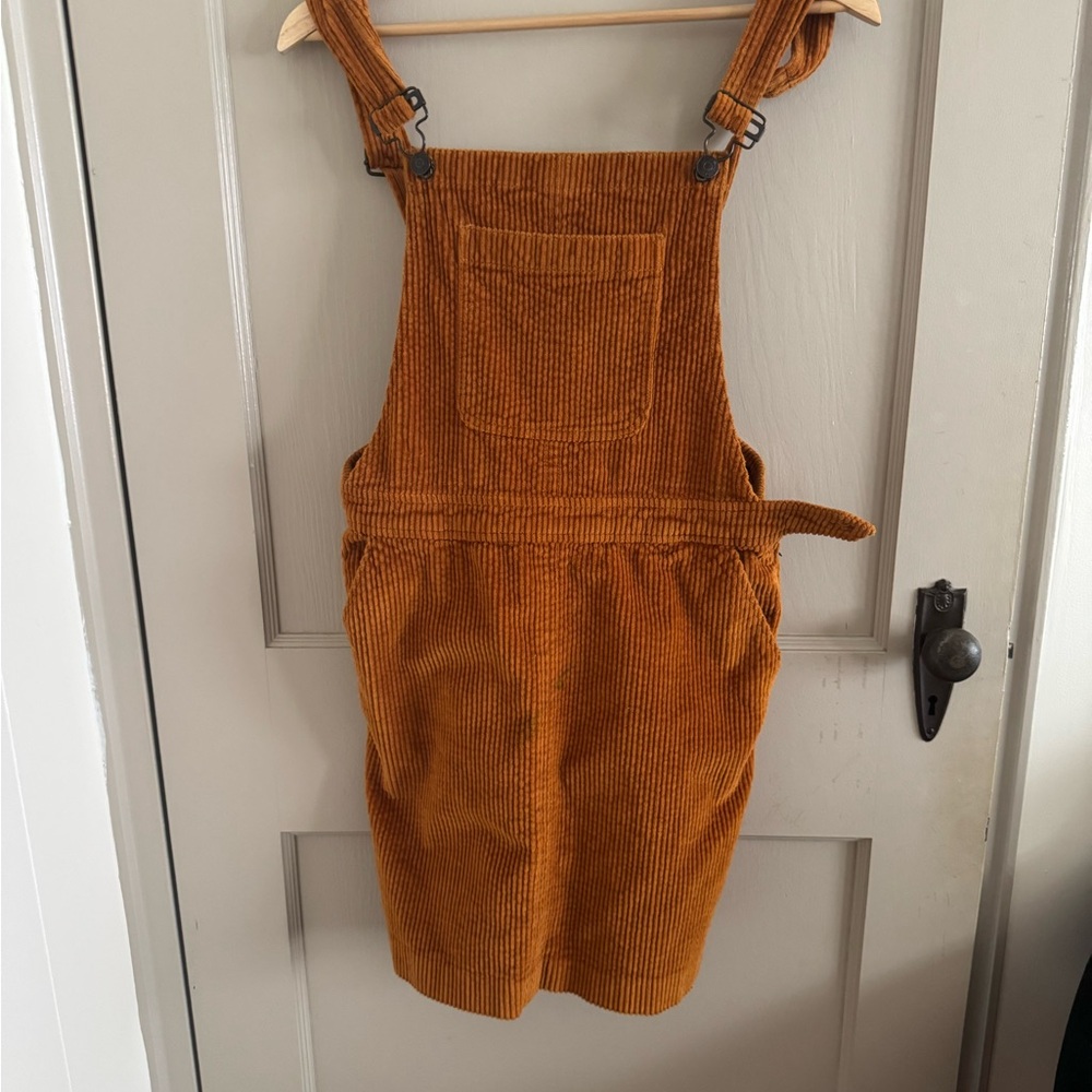 Corduroy Overall Dress in Rust